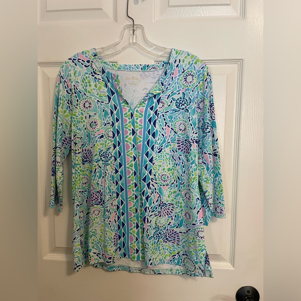 Lilly Pulitzer Blue and Green Patterned Top